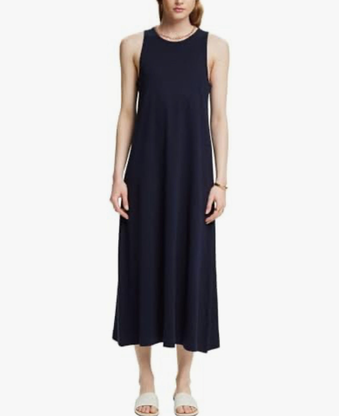 Esprit - Marinblå elegant maxiklänning med ärmfri design