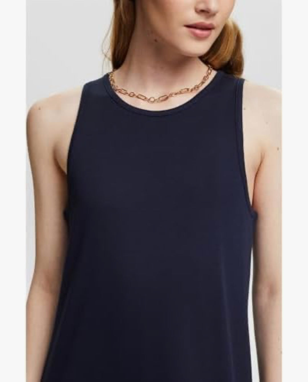 Esprit - Marinblå elegant maxiklänning med ärmfri design