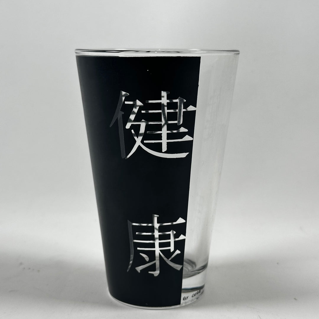 Eleganta Svarta Glas med Kinesiska Tecken (6st)