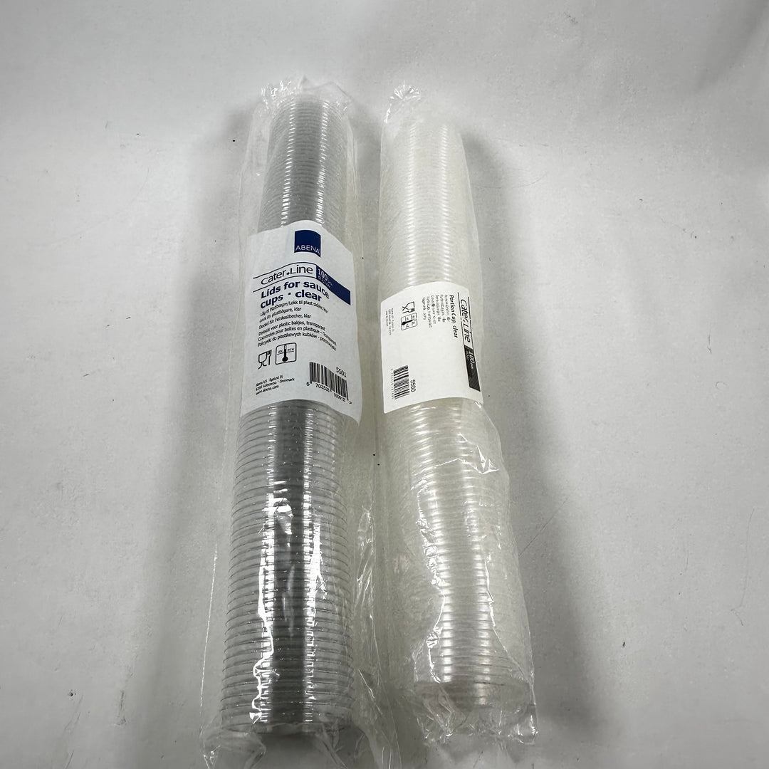 Abena transparent plastbehållare med lock 100 ml