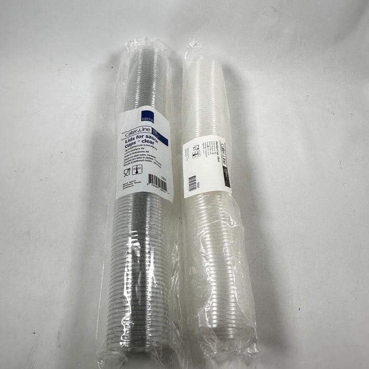 Abena transparent plastbehållare med lock 100 ml