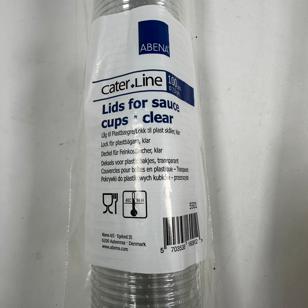 Abena transparent plastbehållare med lock 100 ml