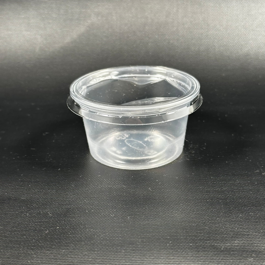 Abena transparent plastbehållare med lock 100 ml