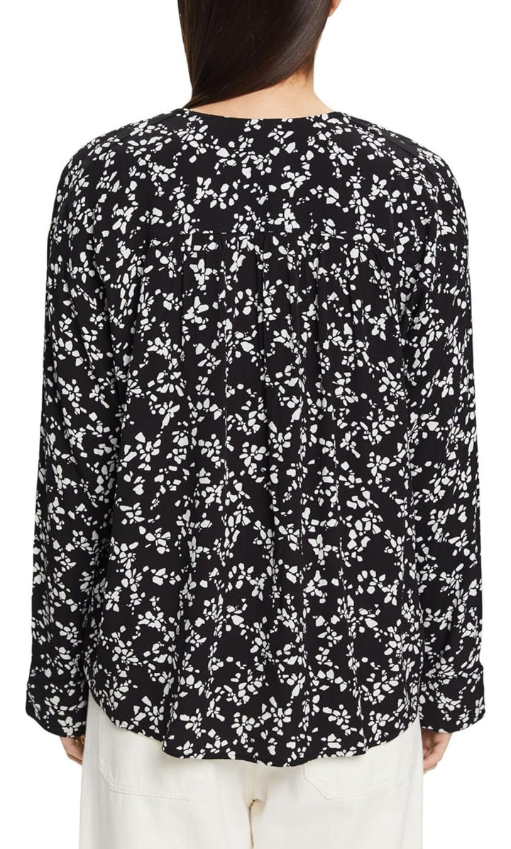 Elegant svart blus med blommönster från Esprit