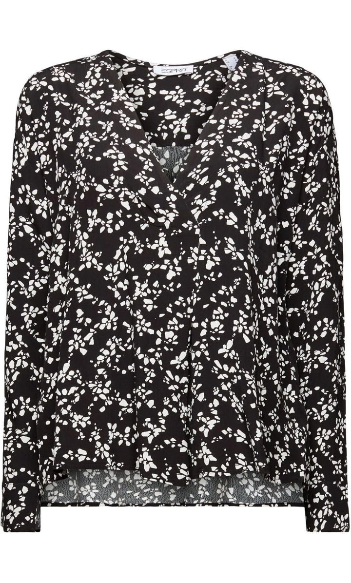 Elegant svart blus med blommönster från Esprit