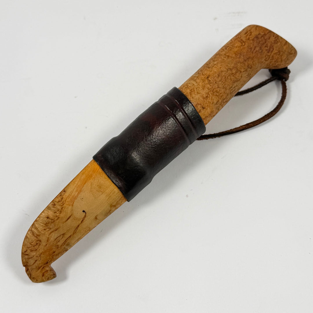 Retro handgjord jaktkniv i träskaft och slida