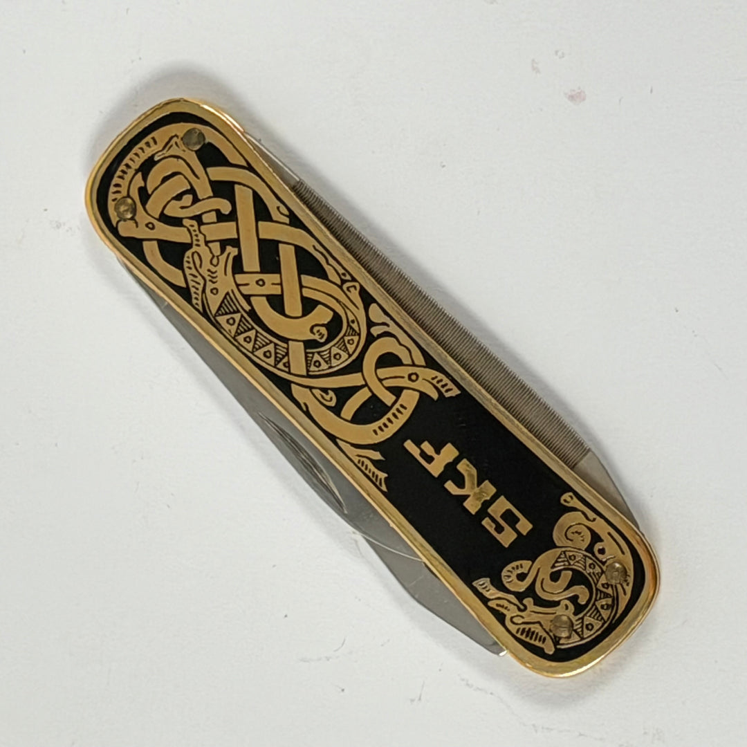 Retro SKF multiverktyg fickkniv svart guld