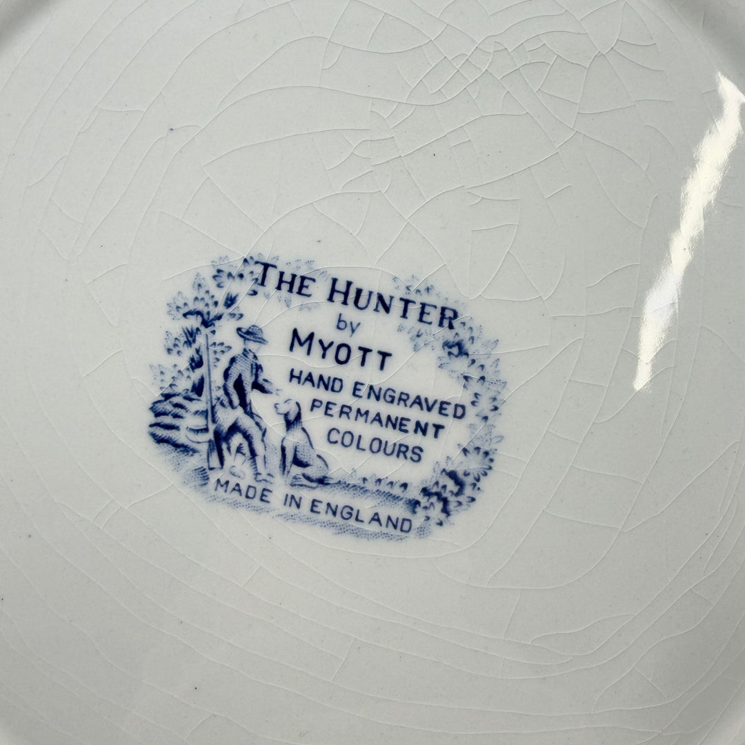 Retro serveringsfat Myott The Hunter blåvitt