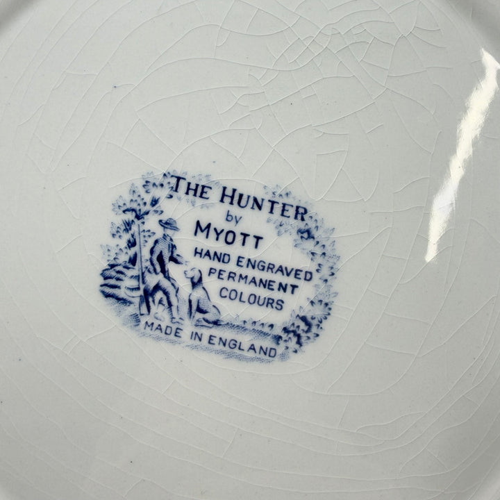 Retro serveringsfat Myott The Hunter blåvitt