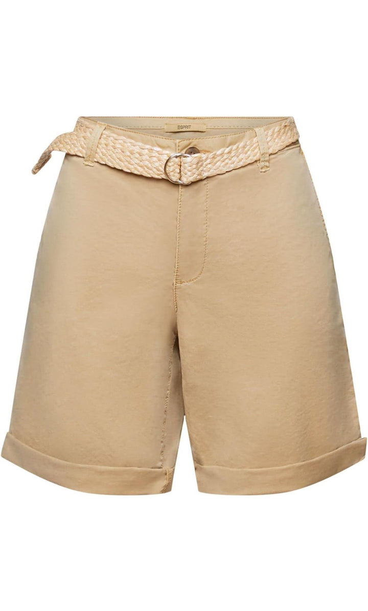Esprit beige shorts med flätat bälte