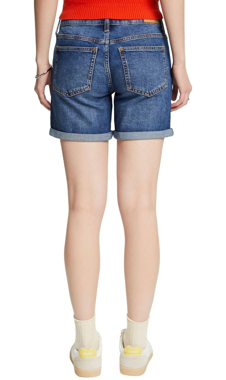 Esprit Jeansshorts i denim med uppvikta kanter