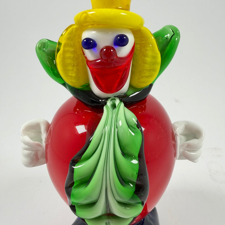 Färgstark retro konstglas clownfigur ca 16 cm