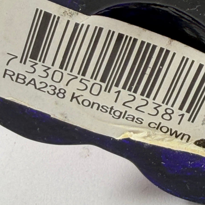 Färgstark retro konstglas clownfigur ca 16 cm