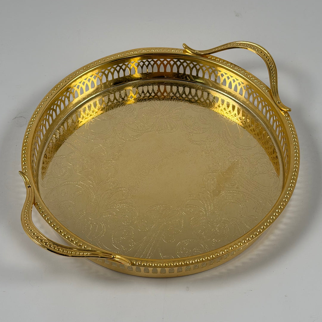 Retro runt serveringsfat Scandia Guld 24k