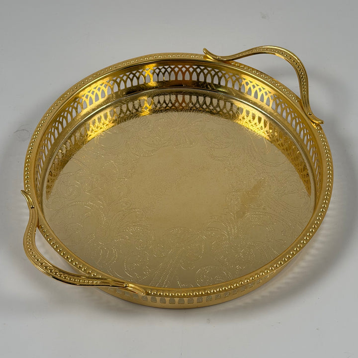 Retro runt serveringsfat Scandia Guld 24k