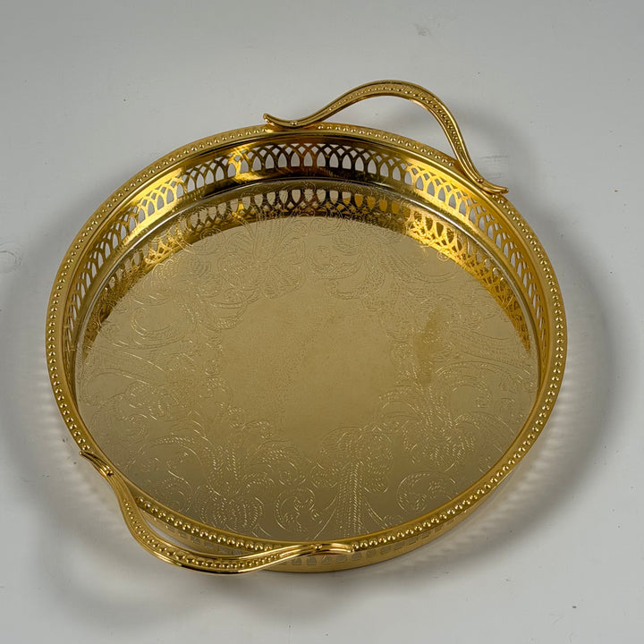 Retro runt serveringsfat Scandia Guld 24k