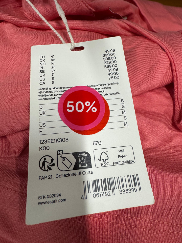 Esprit ljusrosa sweatshirt i bomull