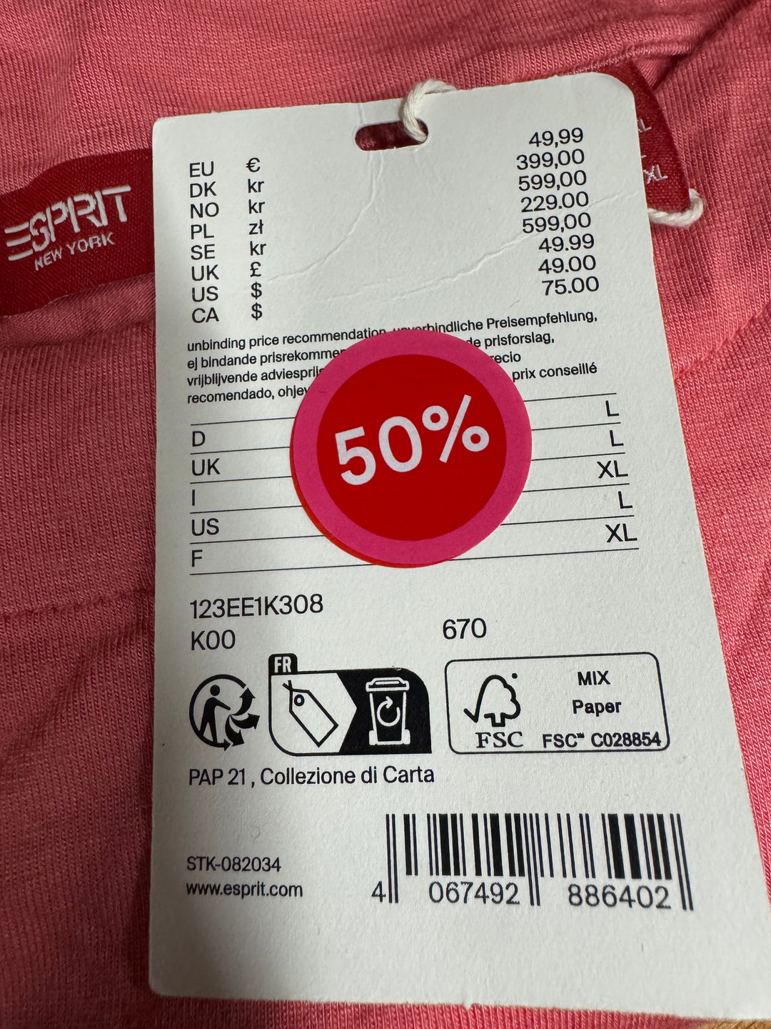 Esprit rosa sweatshirt i bomull