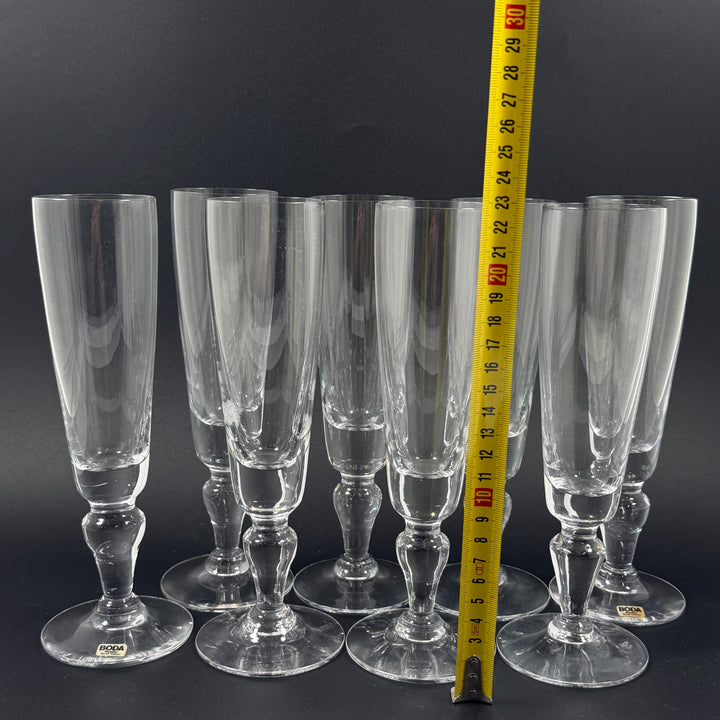 Boda champagneglas retro set om åtta