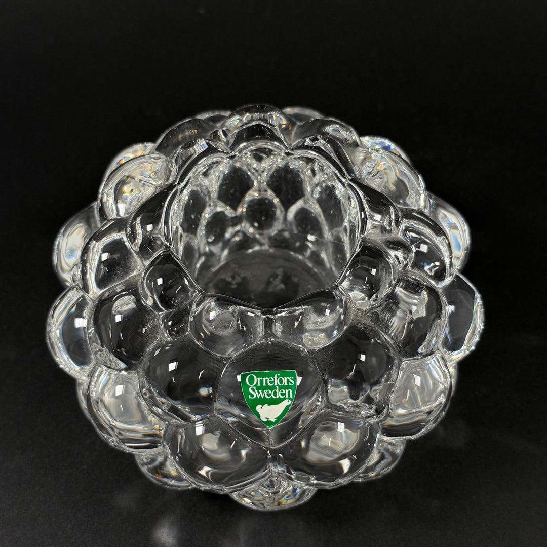 Orrefors ljuslykta i klart bubbligt glas