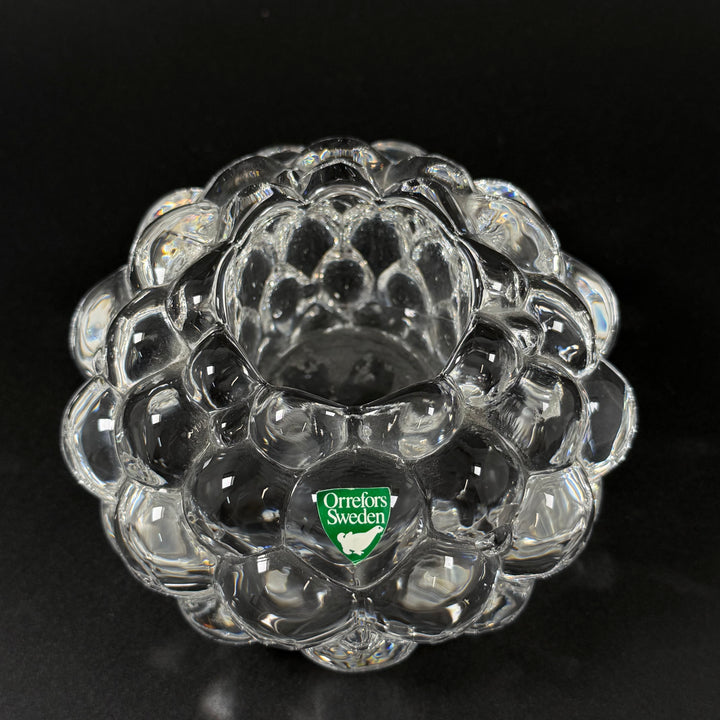 Orrefors ljuslykta i klart bubbligt glas