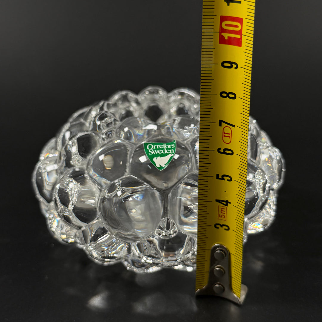Orrefors ljuslykta i klart bubbligt glas