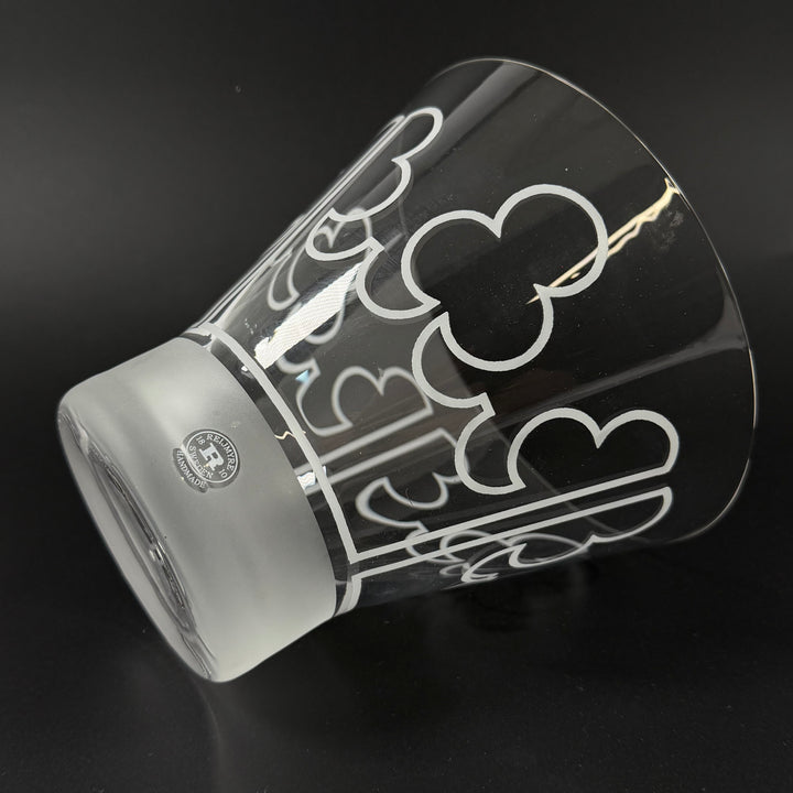 Retro elegant glasvas med vit dekor Reijmyre