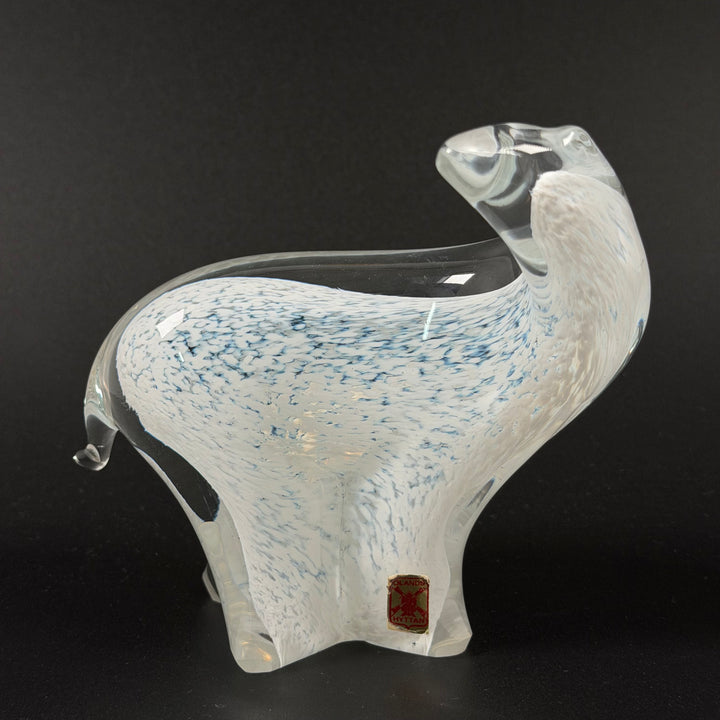 Retro glasfigur djur vit blå Ölands Hyttan
