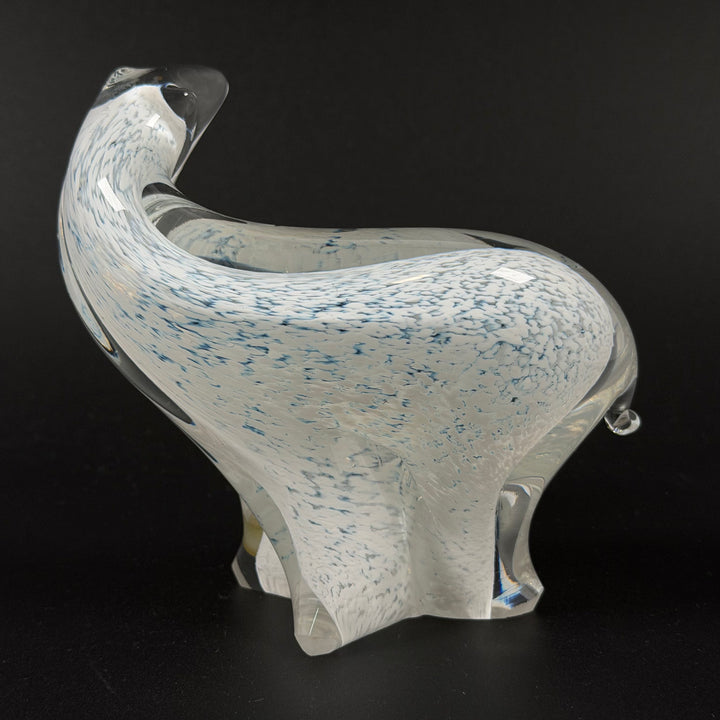 Retro glasfigur djur vit blå Ölands Hyttan