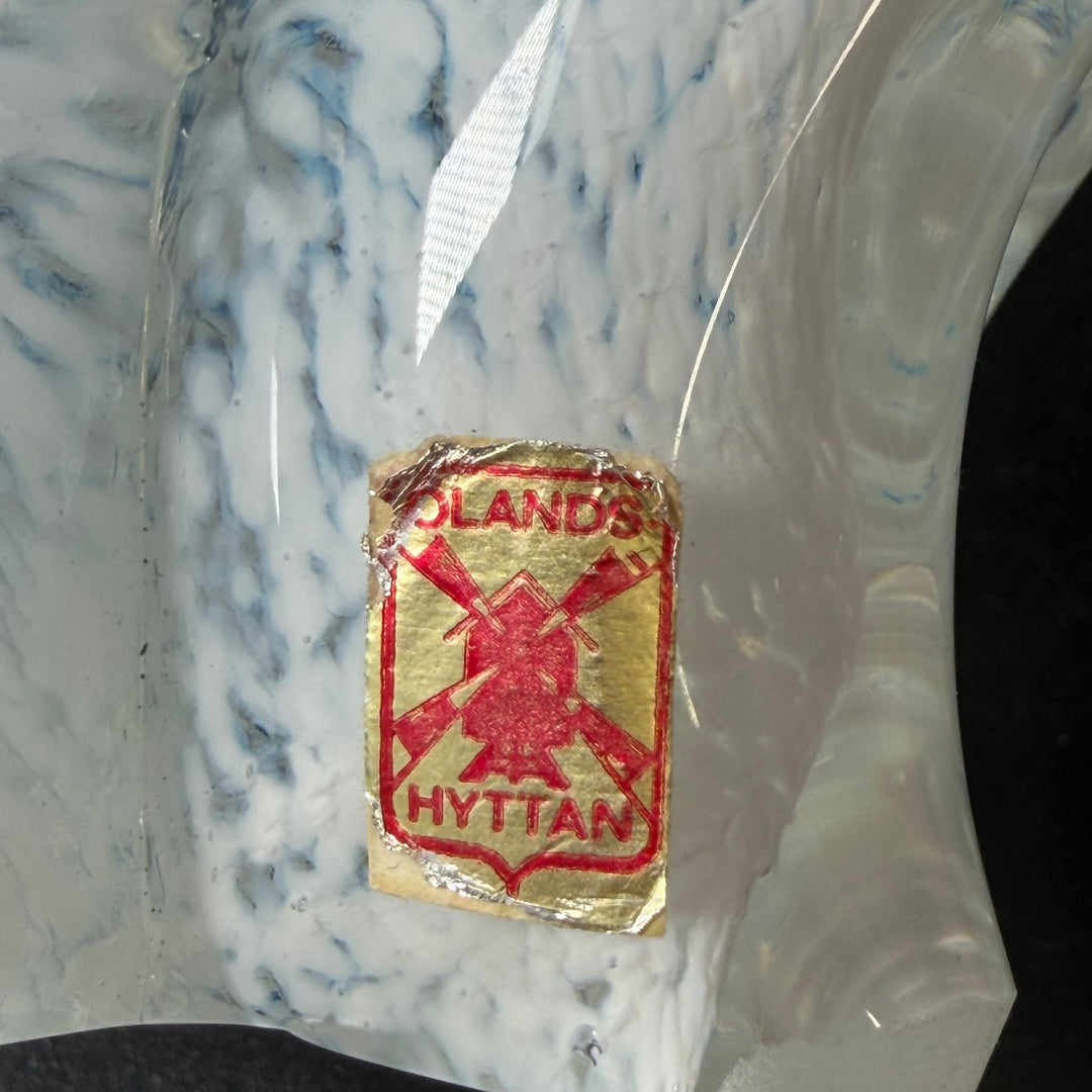 Retro glasfigur djur vit blå Ölands Hyttan