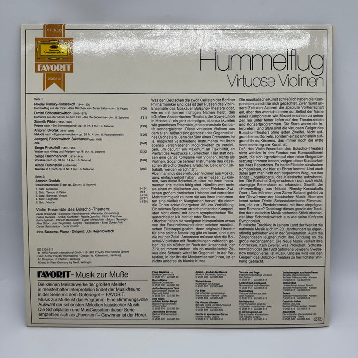 Klassisk Vinyl "Hummelflug" Melodiya/Deutsche Grammophon