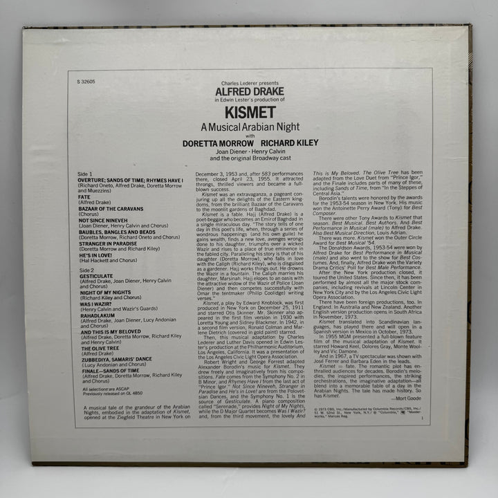 Kismet musikal klassisk Broadway-vinyl 1950-talet
