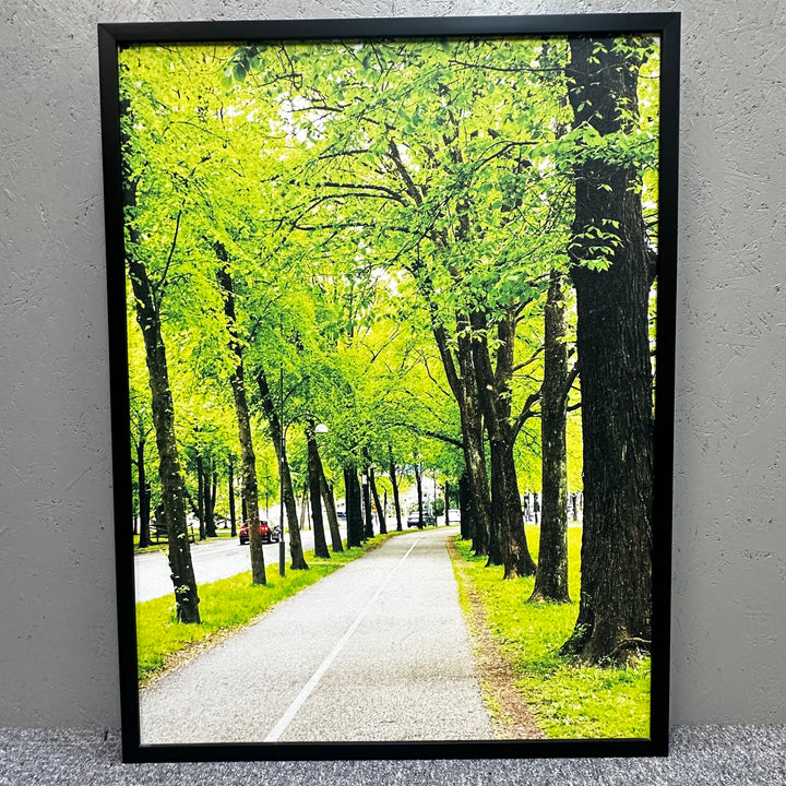 Stor fototavla med grönskande allémotiv