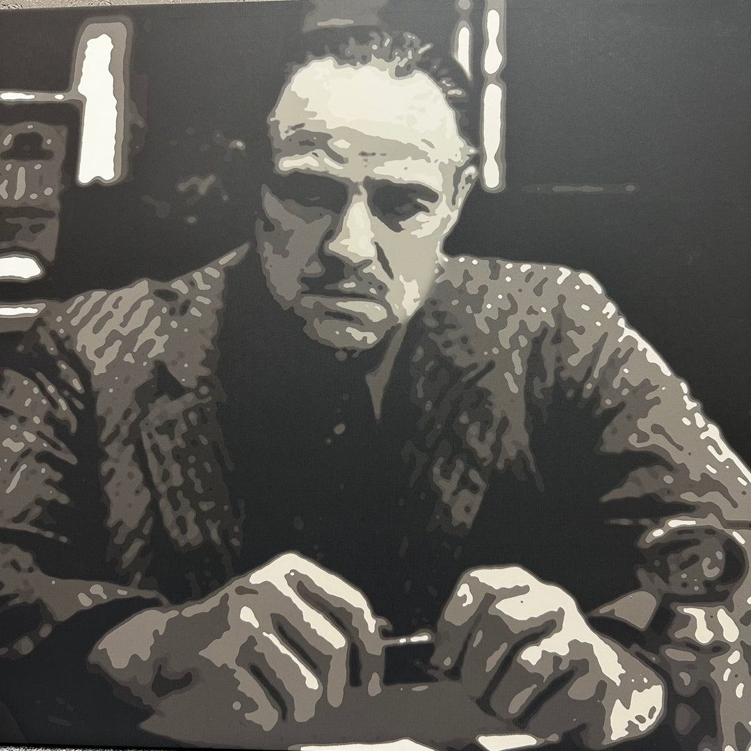 Stor svartvit canvas tavla med porträttmotiv