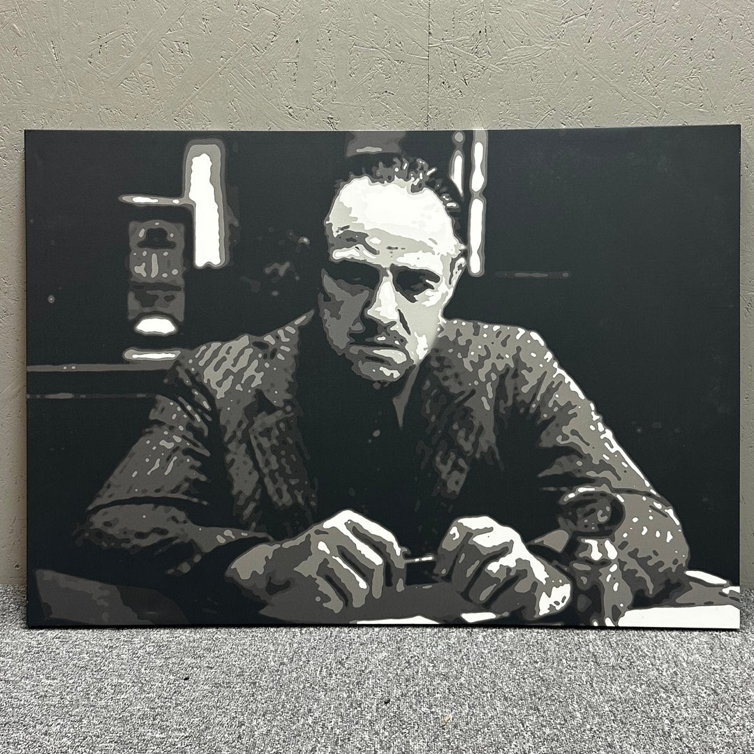 Stor svartvit canvas tavla med porträttmotiv