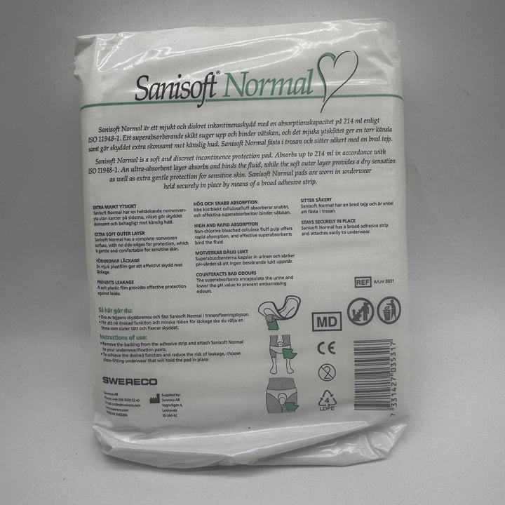 Sanisoft Normal Diskreta Absorbentpads Inkontinensskydd