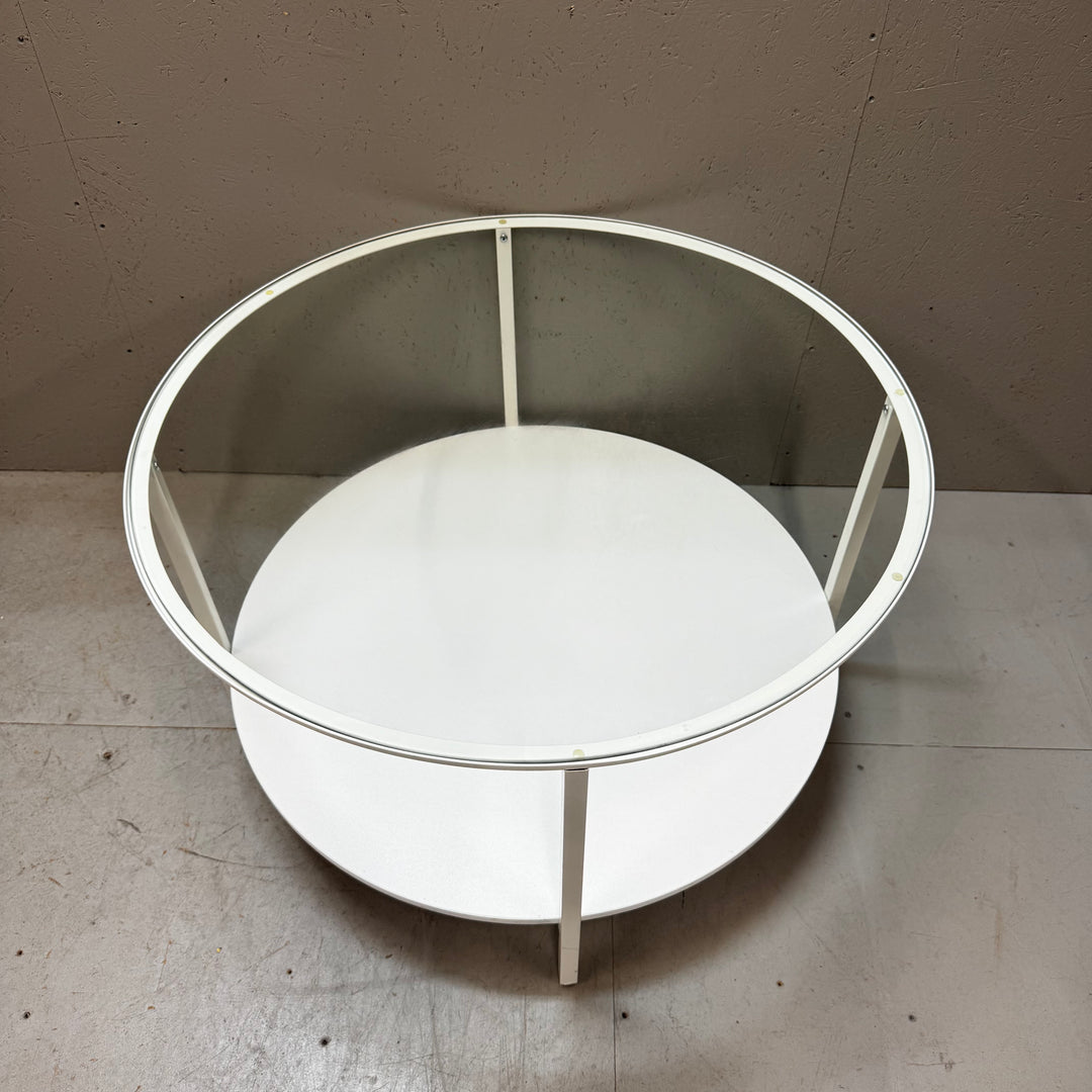 Vintage vit soffbord i glas och metall