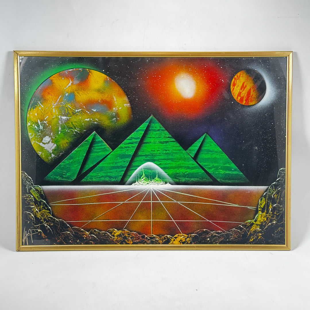 Stor tavla med kosmiskt pyramiddesign