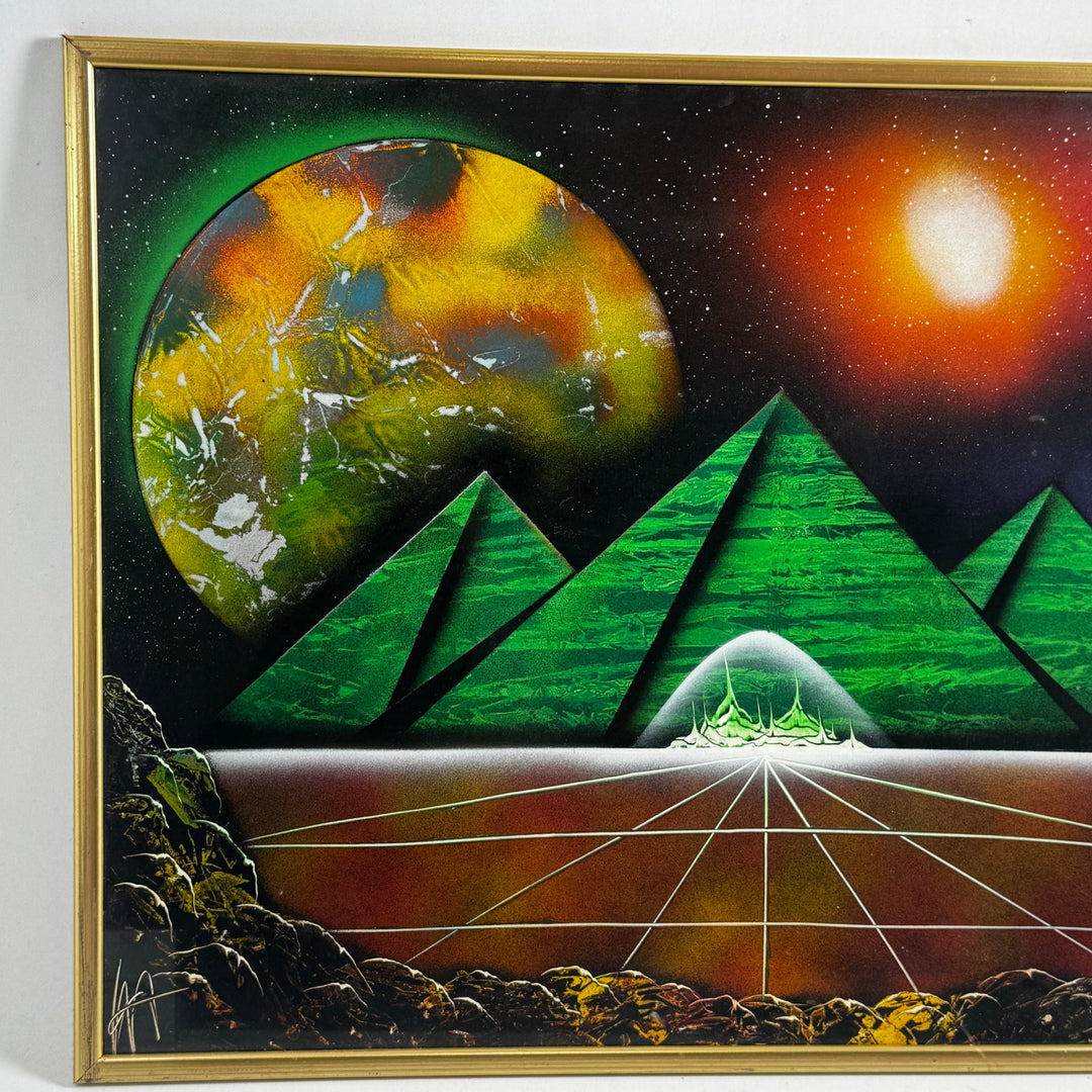 Stor tavla med kosmiskt pyramiddesign