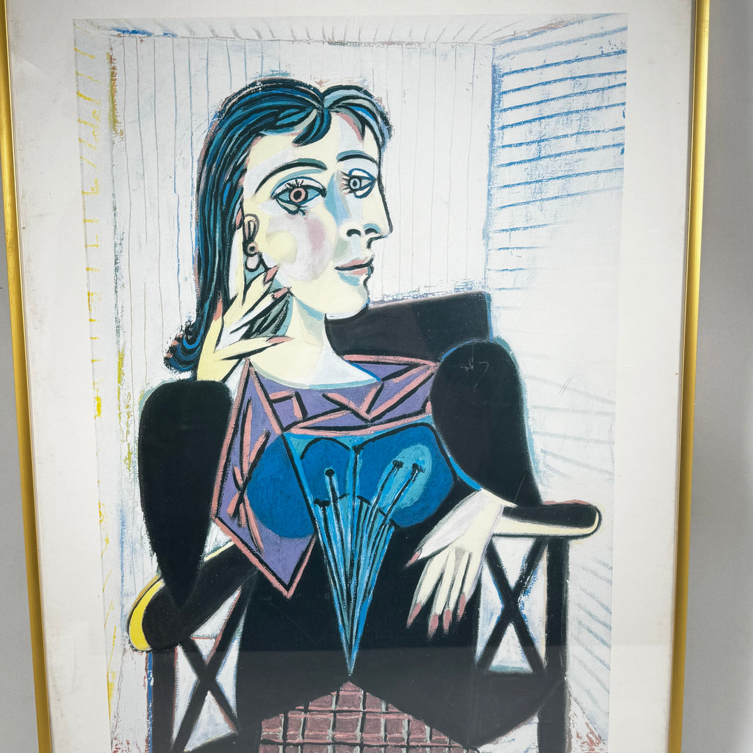 Färgstarkt Picasso-konsttryck med guldram