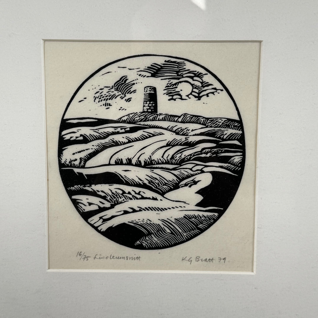Retro Landskapsgravyr i Silverram av K.G. Burström