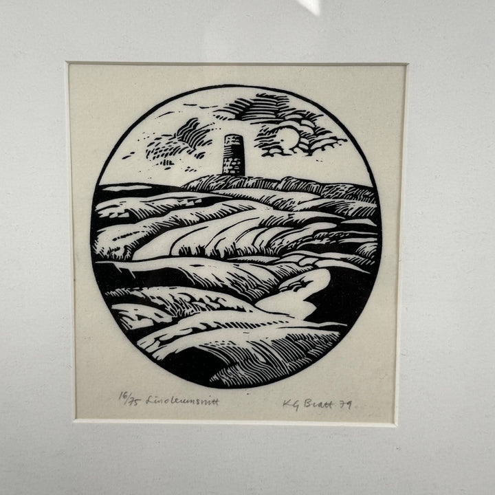 Retro Landskapsgravyr i Silverram av K.G. Burström
