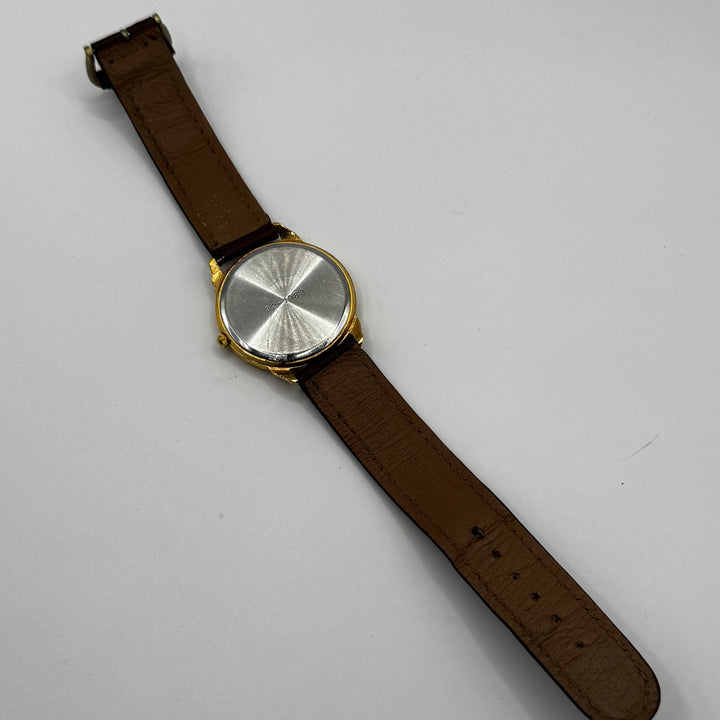 Vintage guldfärgad herrklocka i läder