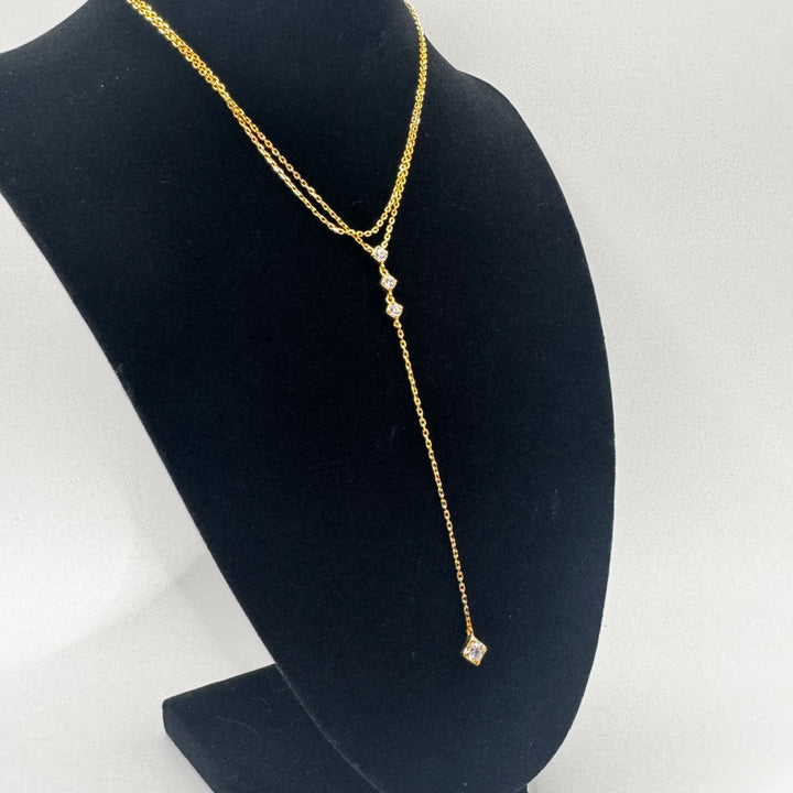 Elegant guldhalsband med cubic zirconia 925