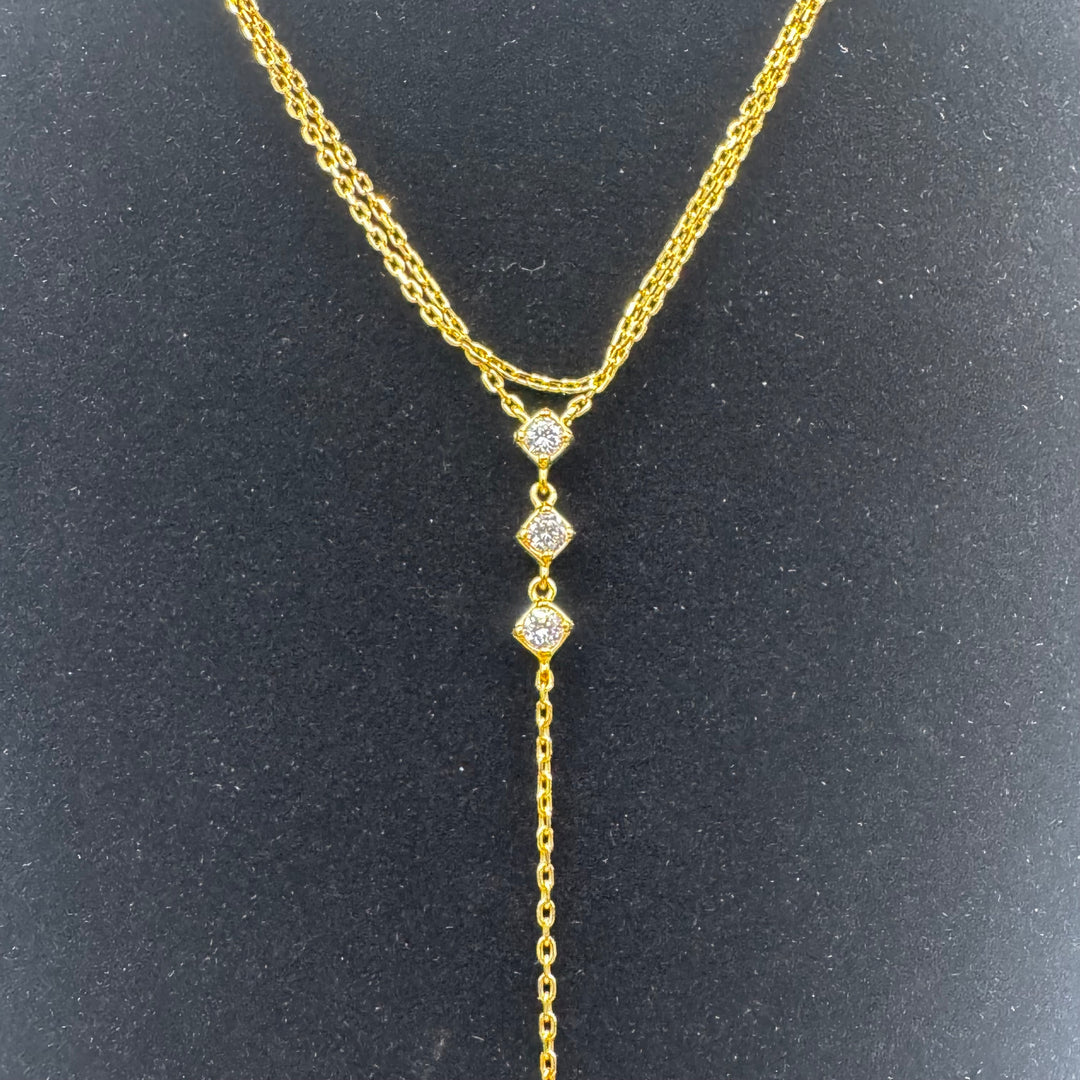 Elegant guldhalsband med cubic zirconia 925
