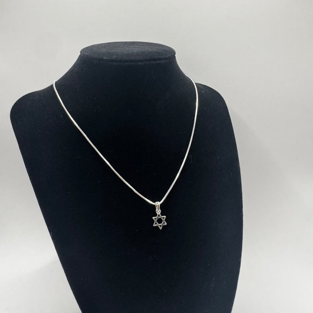 Elegant silverhalsband med Davidsstjärna motiv