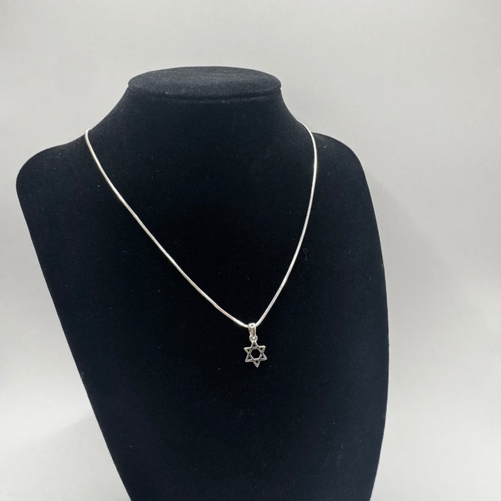 Elegant silverhalsband med Davidsstjärna motiv
