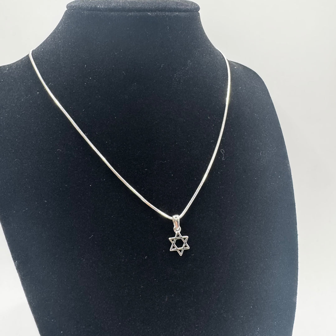Elegant silverhalsband med Davidsstjärna motiv