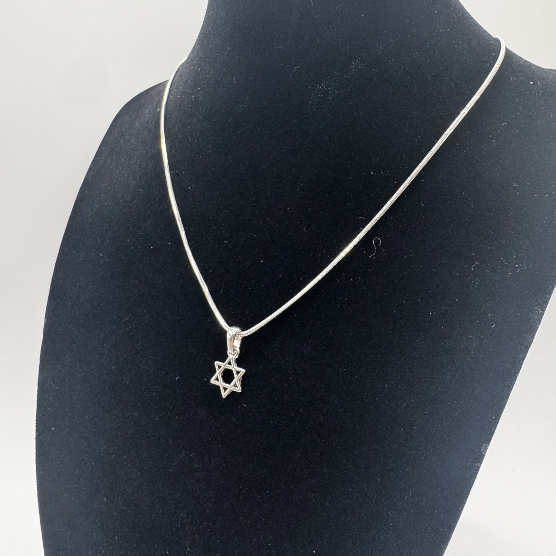 Elegant silverhalsband med Davidsstjärna motiv