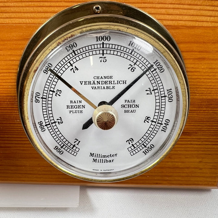 Vintage Dubbel Mätinstrument i Trä och Mässing - Homy Secondhand Online